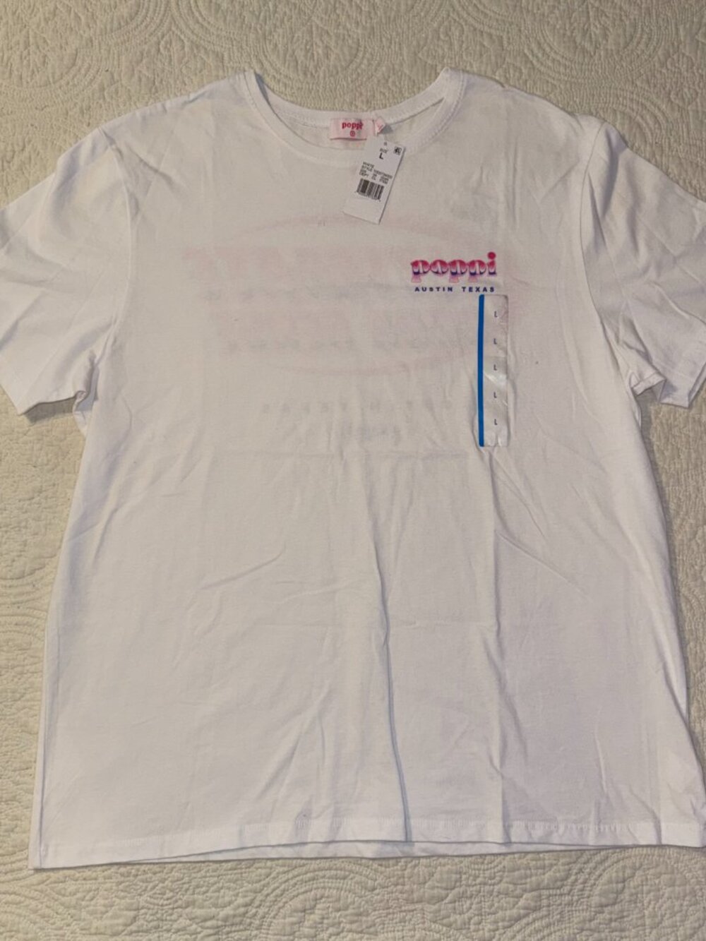 NWT Poppi Soda T Shirt Mens Large White Ultimate Soda Serve Austin Texas Target